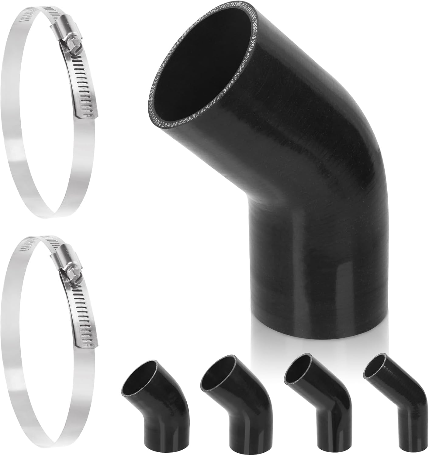 Codo manguera silicona 3" 45grados con abrazadera acero inox