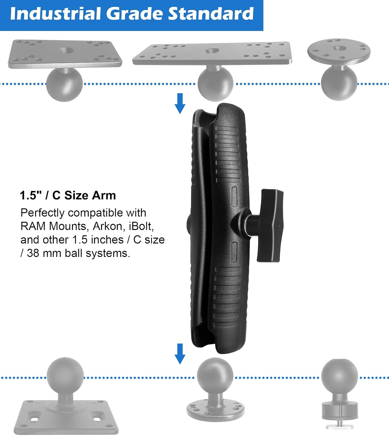 Brazo doble enchufe aluminio 9.1" comp soporte RAM