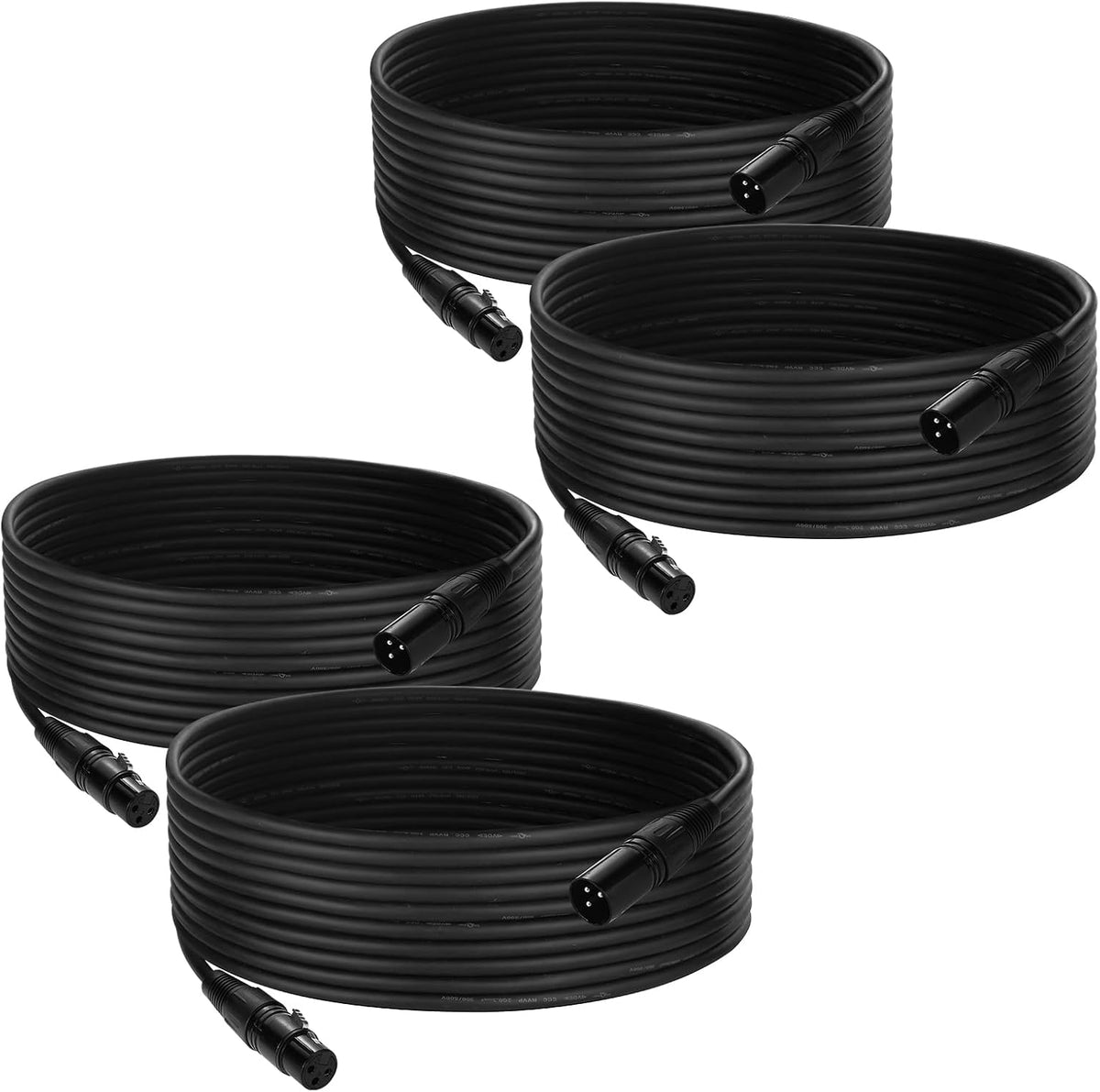 Cable DMX 25ft pack 4 XLR macho a hembra 3 pines