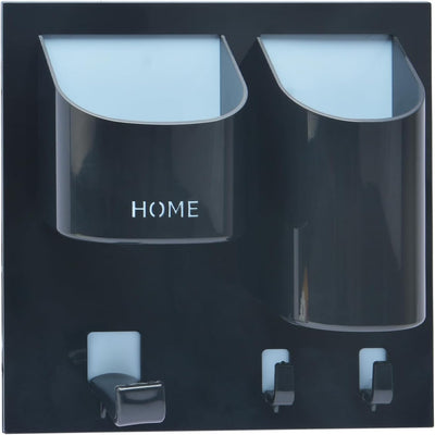 Estante pared dormitorio con soporte auriculares ganchos negro