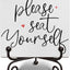Letrero madera baño humorístico 5x5" Please Seat Yourself