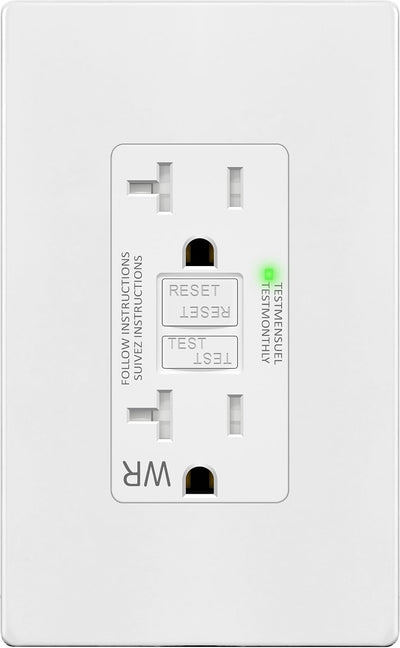Toma GFCI 20A resistente intemperie con LED y ETL