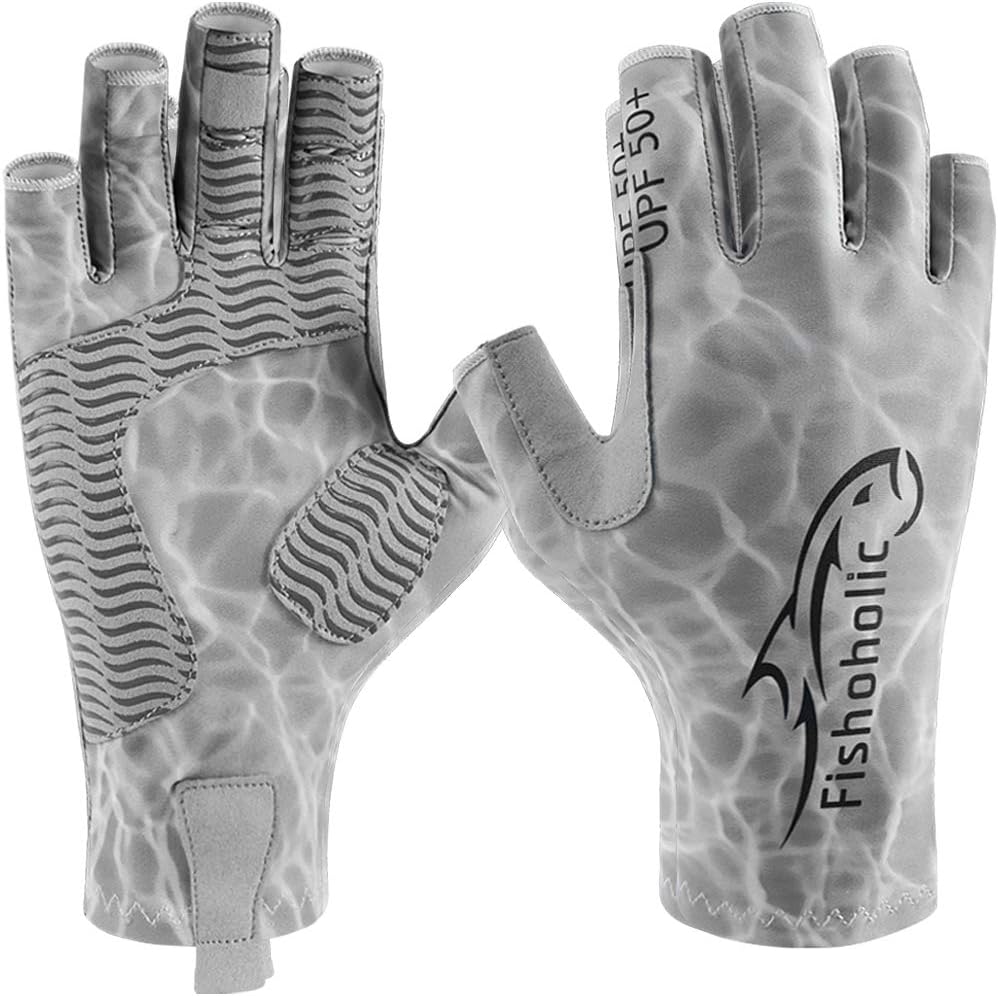 Guantes pesca sin dedos UPF50 agarre adhesivo