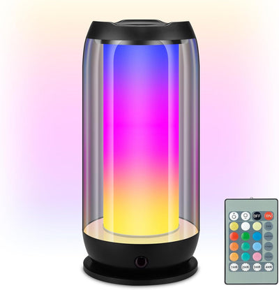 Lámpara mesa LED cambio color control remoto USB negro