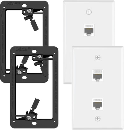 Placa pared CAT6 2 puertos Keystone RJ45 soporte bajo voltaje