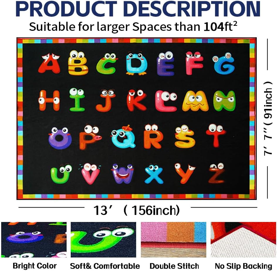 Alfombra preescolar para aula 13x7ft 7pulg color negro