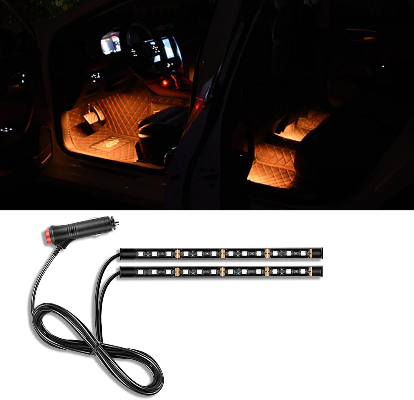 Tira luz LED RGB 24 LED 12V para automóvil naranja