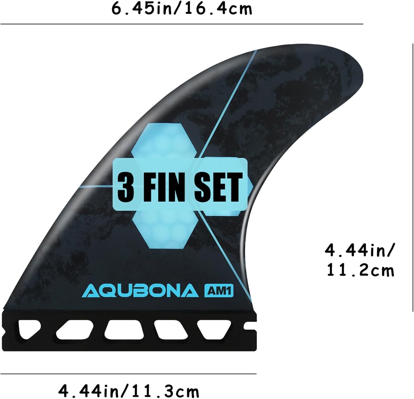 Hélice aletas tabla surf fibra vidrio 3 aletas con bolsa