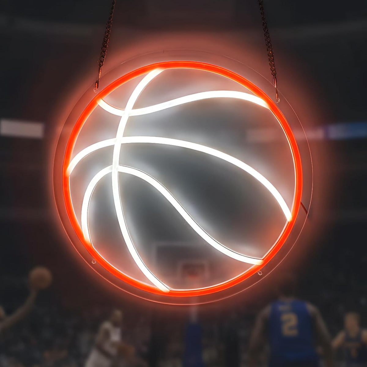 Letrero neón baloncesto LED regulable 12.6x12.6 pulg