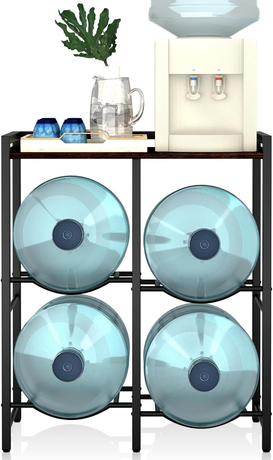 Soporte jarra 5gal madera marrón rústica con estante