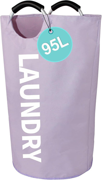 Cesta lavandería plegable 95L morado espuma aluminio