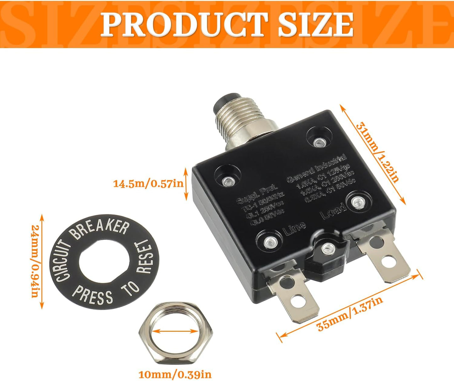 Disyuntor térmico 15A 125-250V CA 50V CC serie L1 manual (2 pzas)