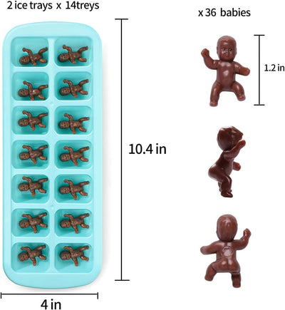 Set 36 bebés 1.2" bandejas cubitos hielo con figuras