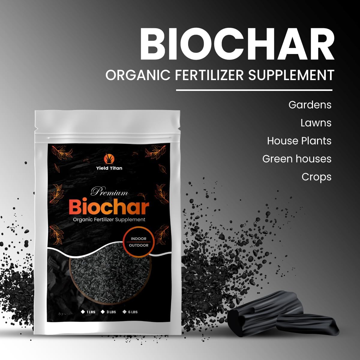 Suplemento fertilizante orgánico Biochar para plantas