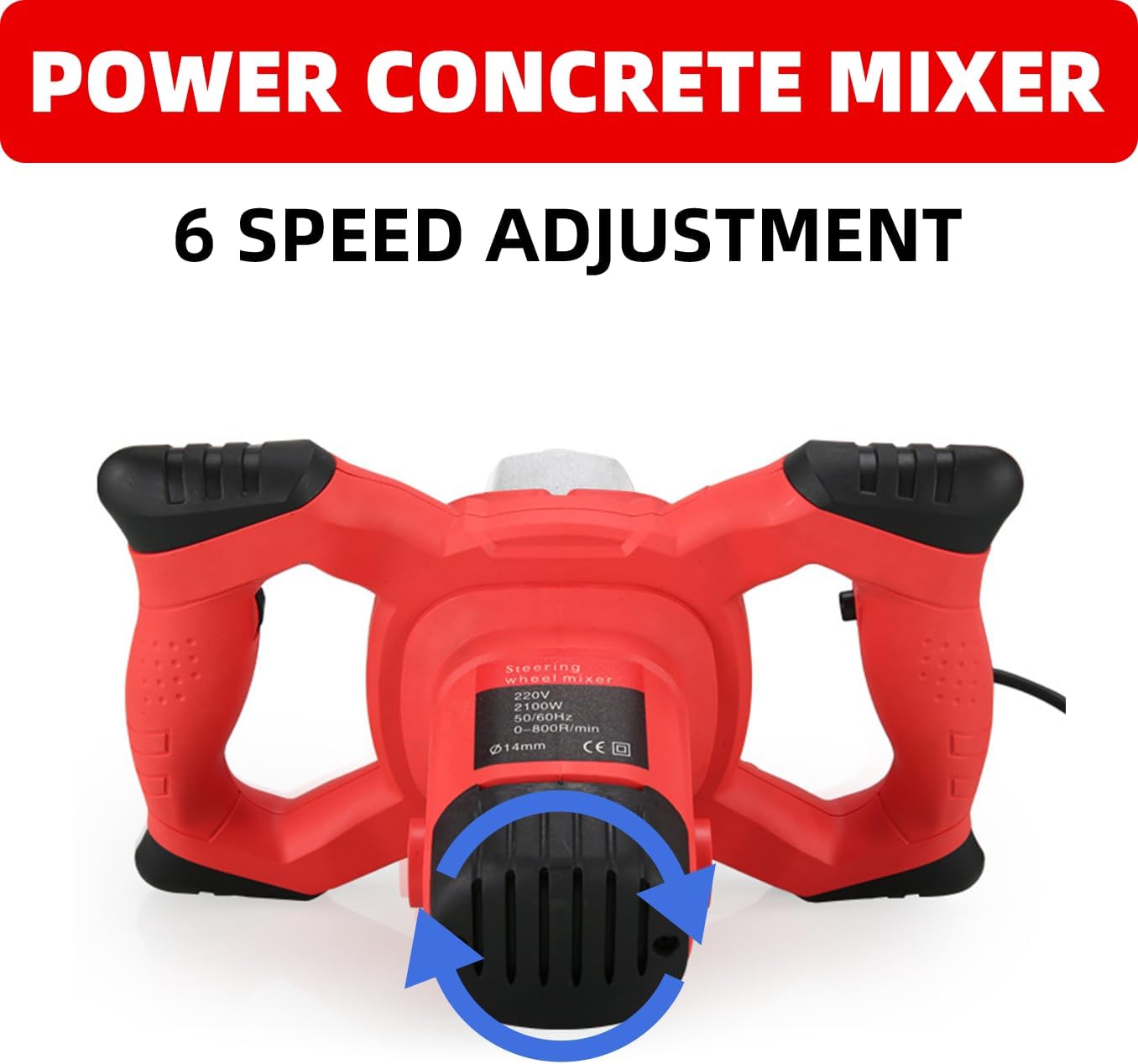 Mezclador de cemento 2300W 110V 6 velocidades