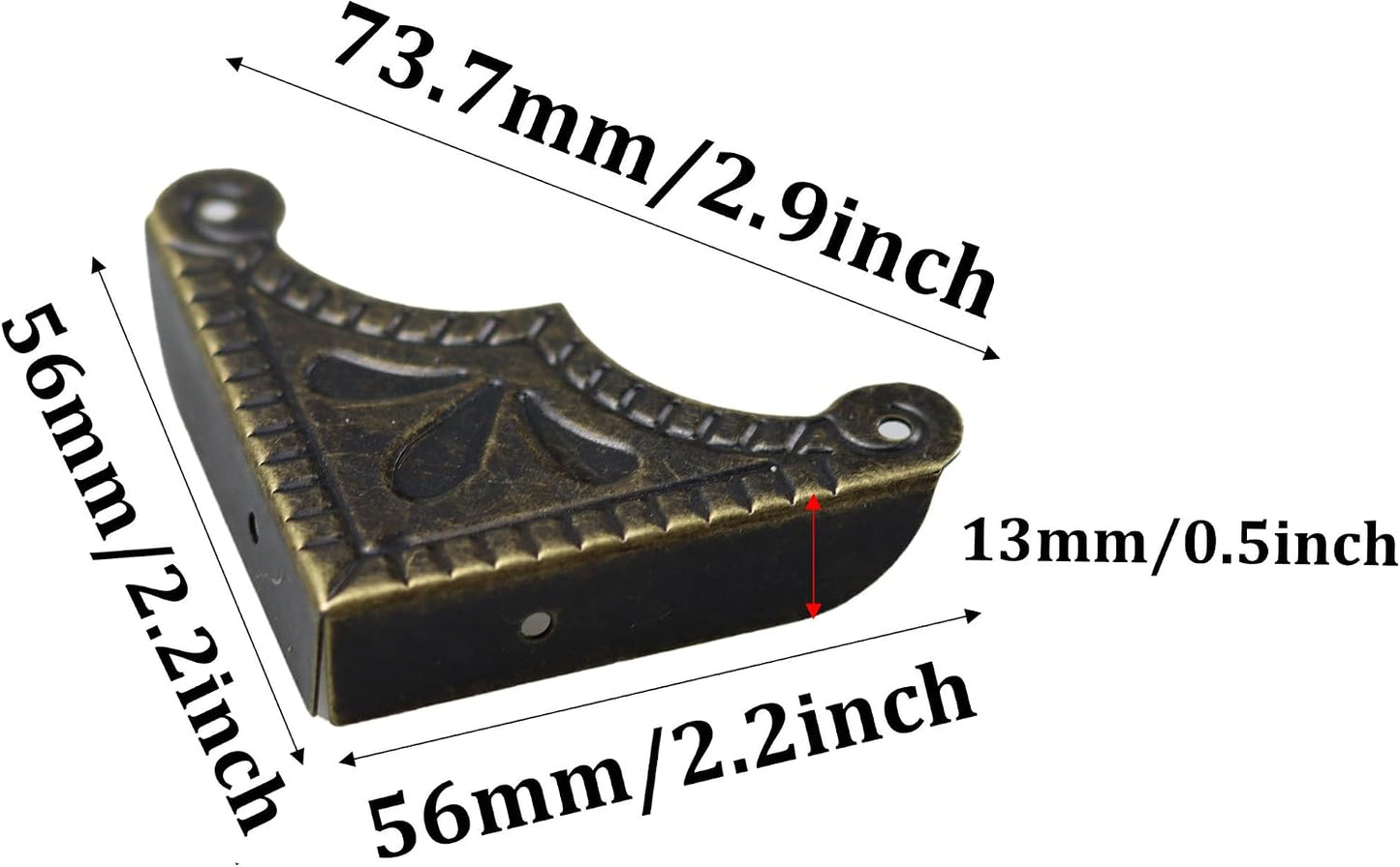 24 Protectores Esquinas Metal Bronce 2.2x2.2pulg Muebles