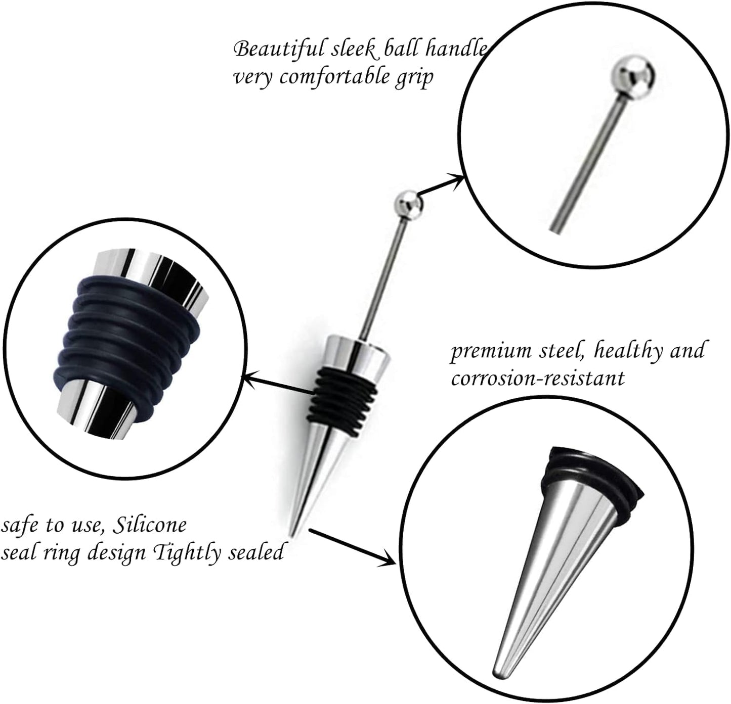 Tapón vino acero inox 50 pzas reutilizables para regalos bodas