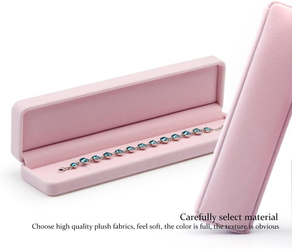 Caja terciopelo rosa para pulseras y collares