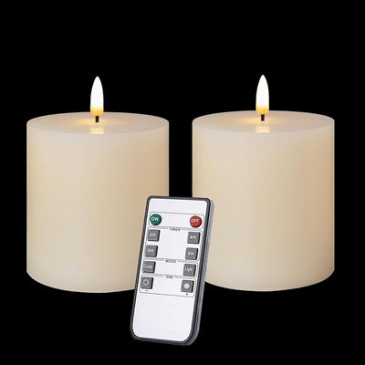 2 Velas LED sin llama 3x3pulg cera real con control remoto