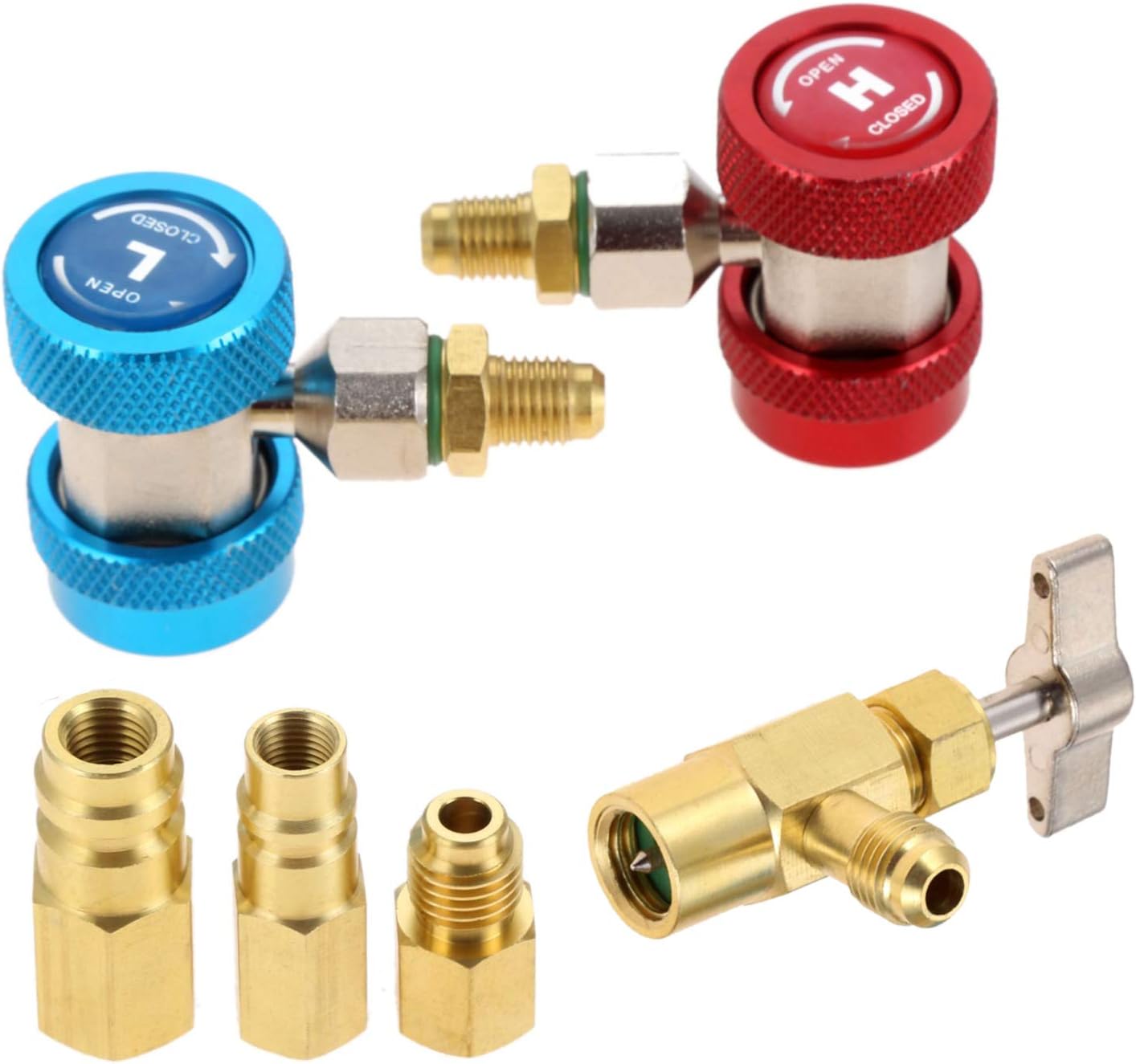 Adaptador R134A con válvula grifo y 2 conversores R12 R22