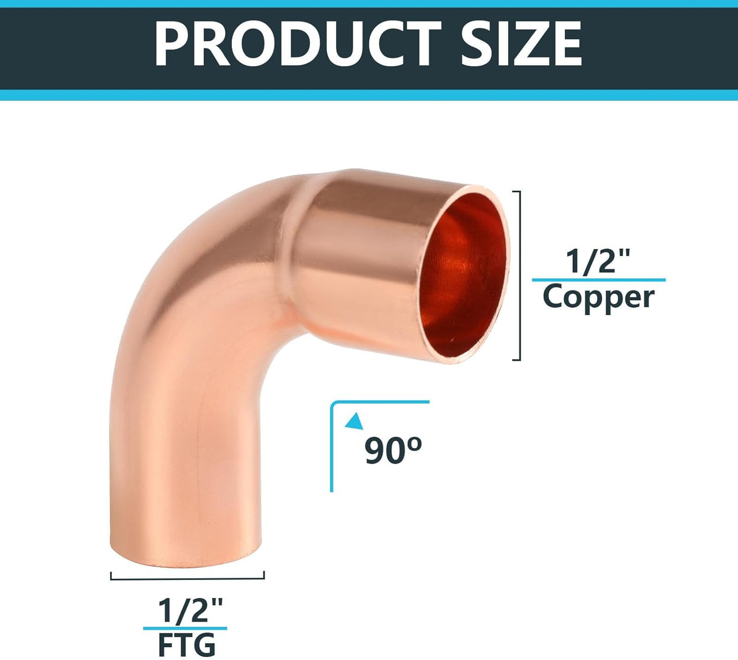 10 Accesorios Cobre 1/2pulg Radio Largo 90° Soldadura