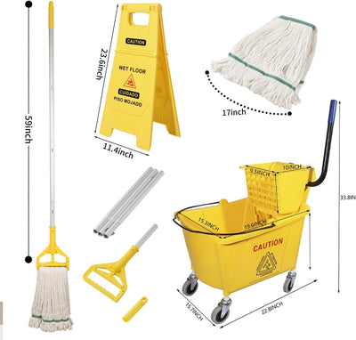Escurridor prensa lateral 35qt amarillo 24pulg