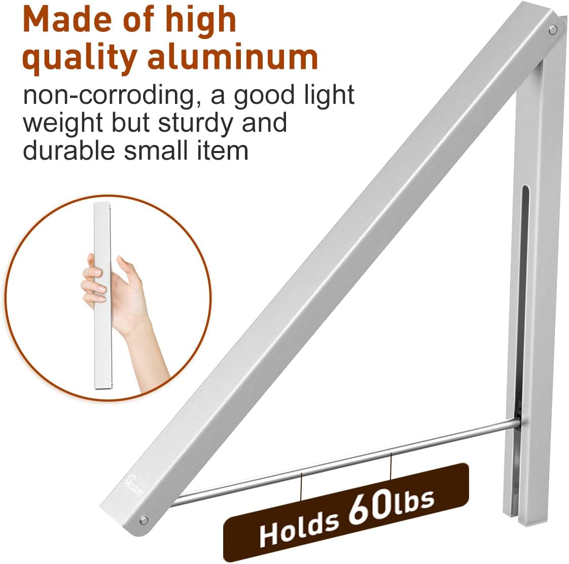 Percha de pared plegable aluminio organiz. hogar