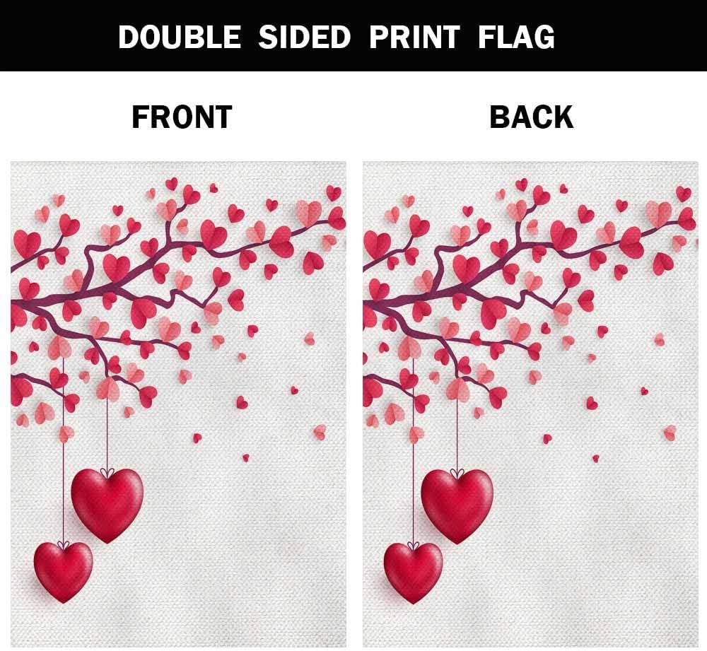 Banderas San Valentín 28x40pulg Árbol Arpillera Doble Cara