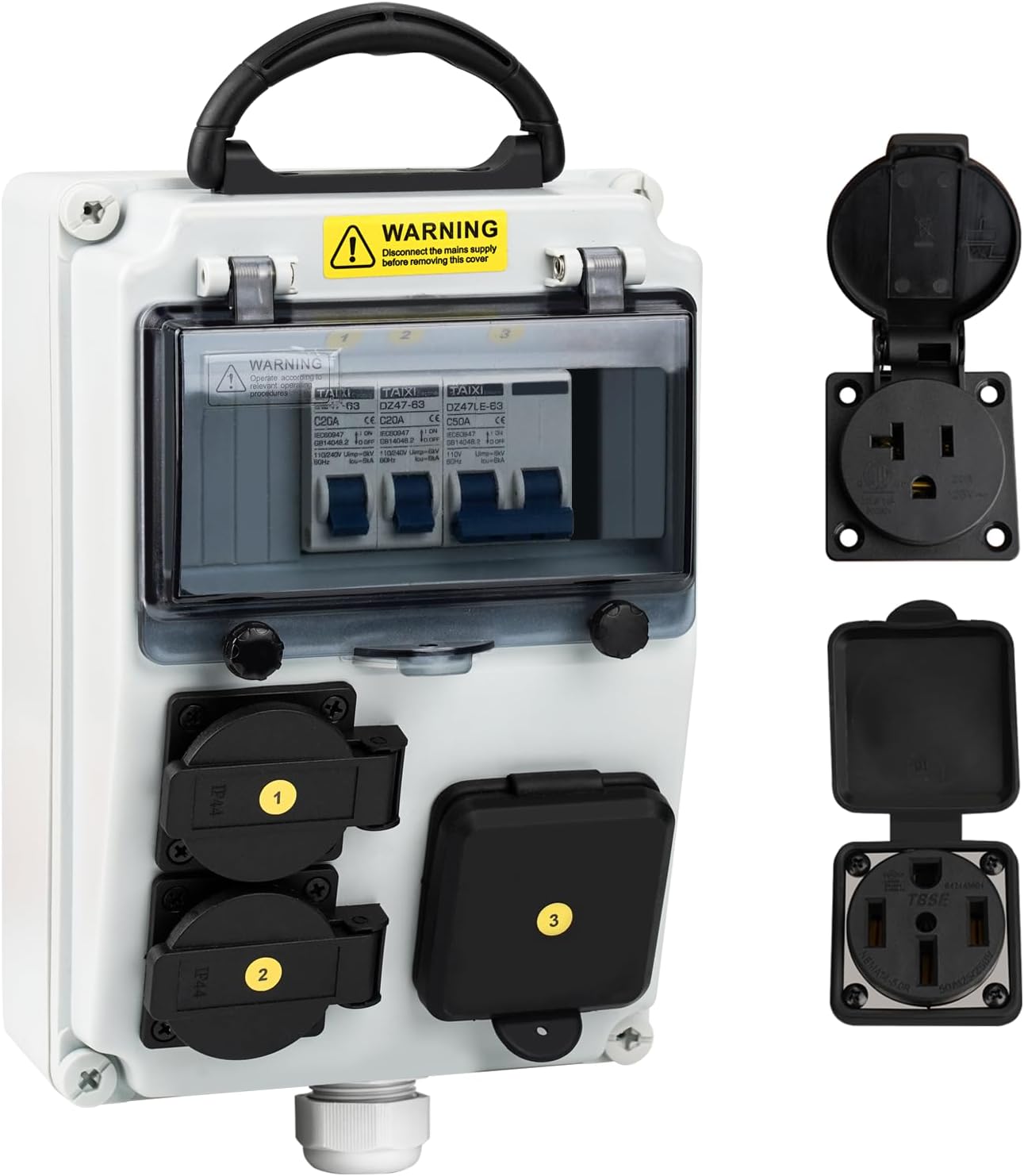 Caja toma corriente RV con disyuntor NEMA 14-50R