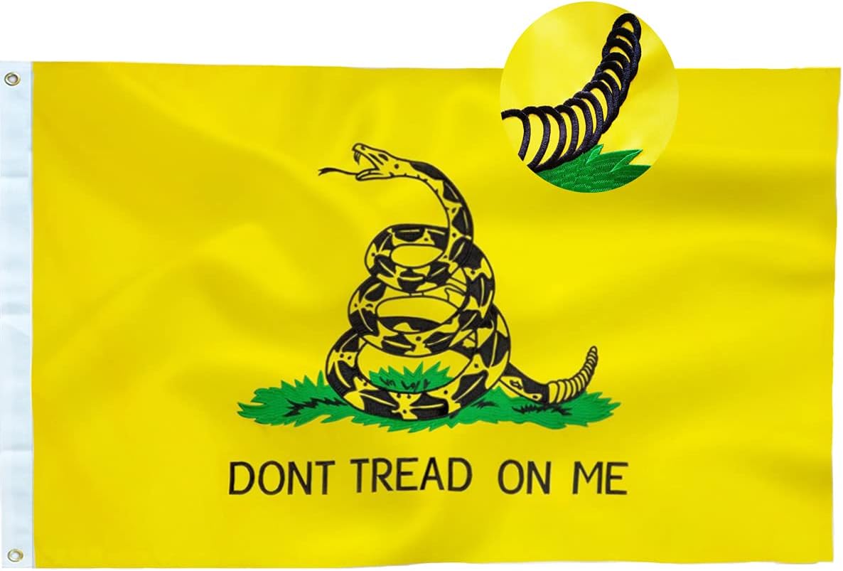 Bandera Gadsden 3x5ft bordada 210D Oxford color serpiente