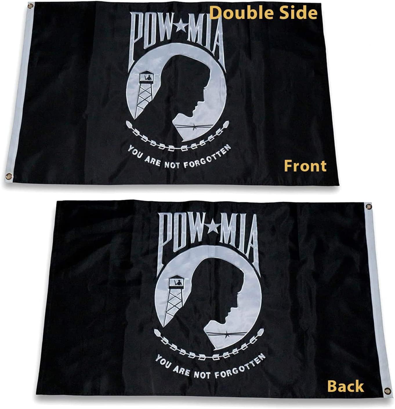 Bandera EE.UU. y Pow Mia 3x5ft doble cara resistente