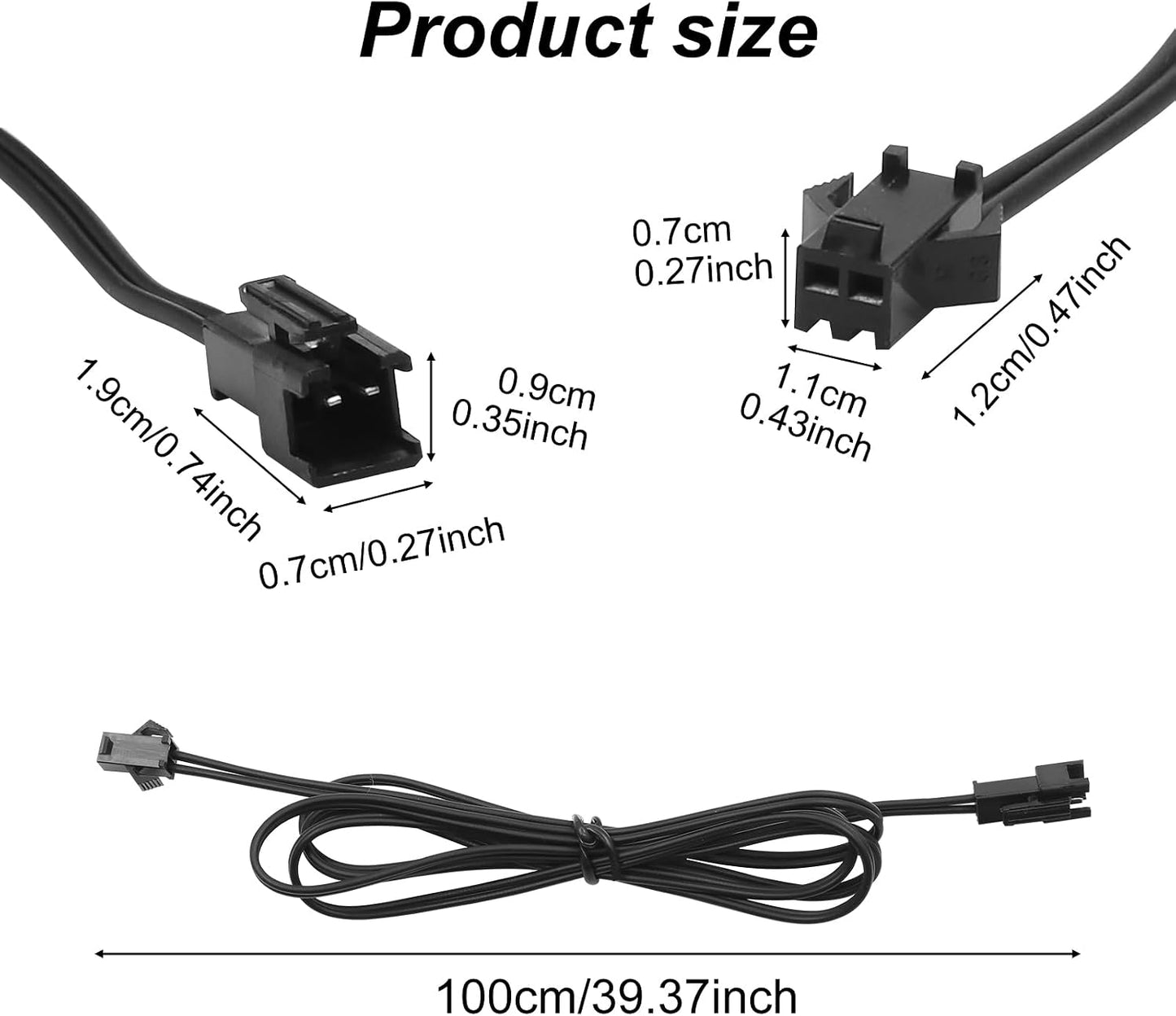 Cable extensión EL macho a hembra 3.3pies para tira LED