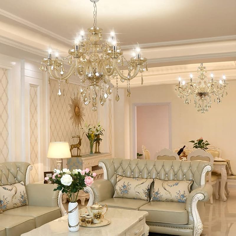 Candelabro cristal K9 12 luces color coñac