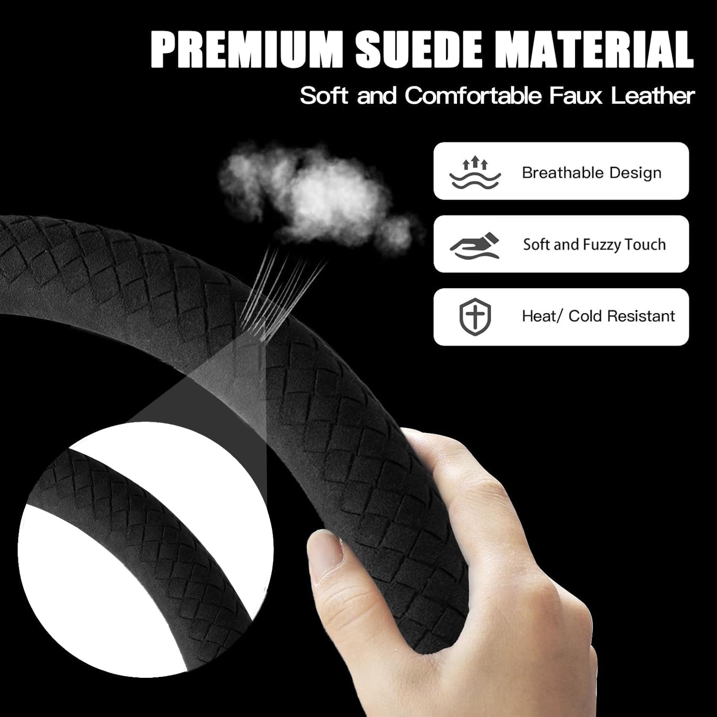 Funda volante gamuza silicona antiderrap 14.5-15pulg negro