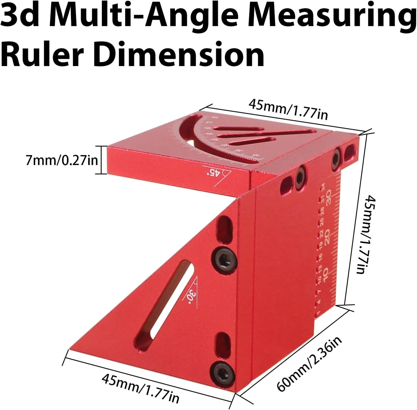 Regla multiángulo 3D aluminio para carpintería e ingeniería