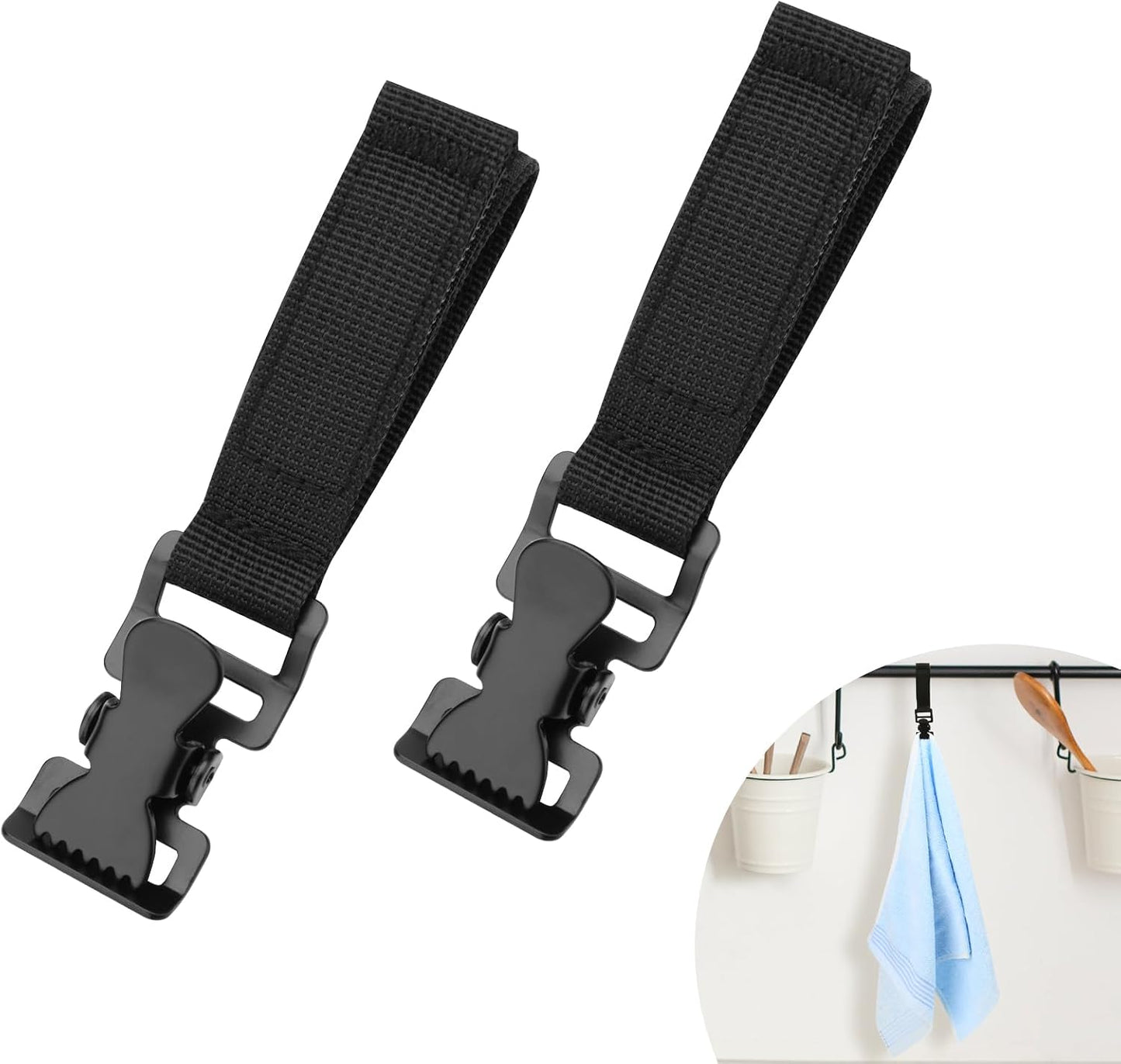 2 Pzas Clips Toalla Metal Gancho Bucle Ajustable Correa