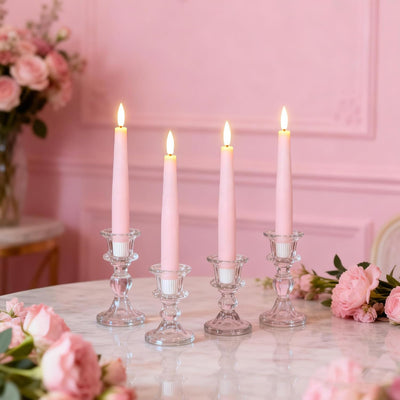 Velas LED parpadeantes 4 candelabros sin llama decoración primavera