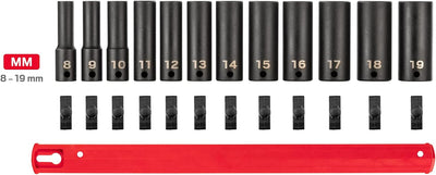 Juego dados impacto 3/8pulg riel 12pzas