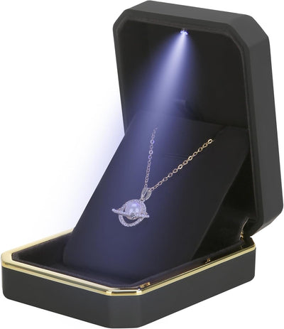 Caja regalo collar LED lujo vitrina terciopelo joyas