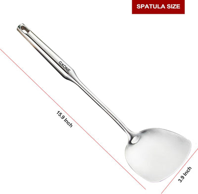 Espátula acero inox ancha 14.7pulg para wok