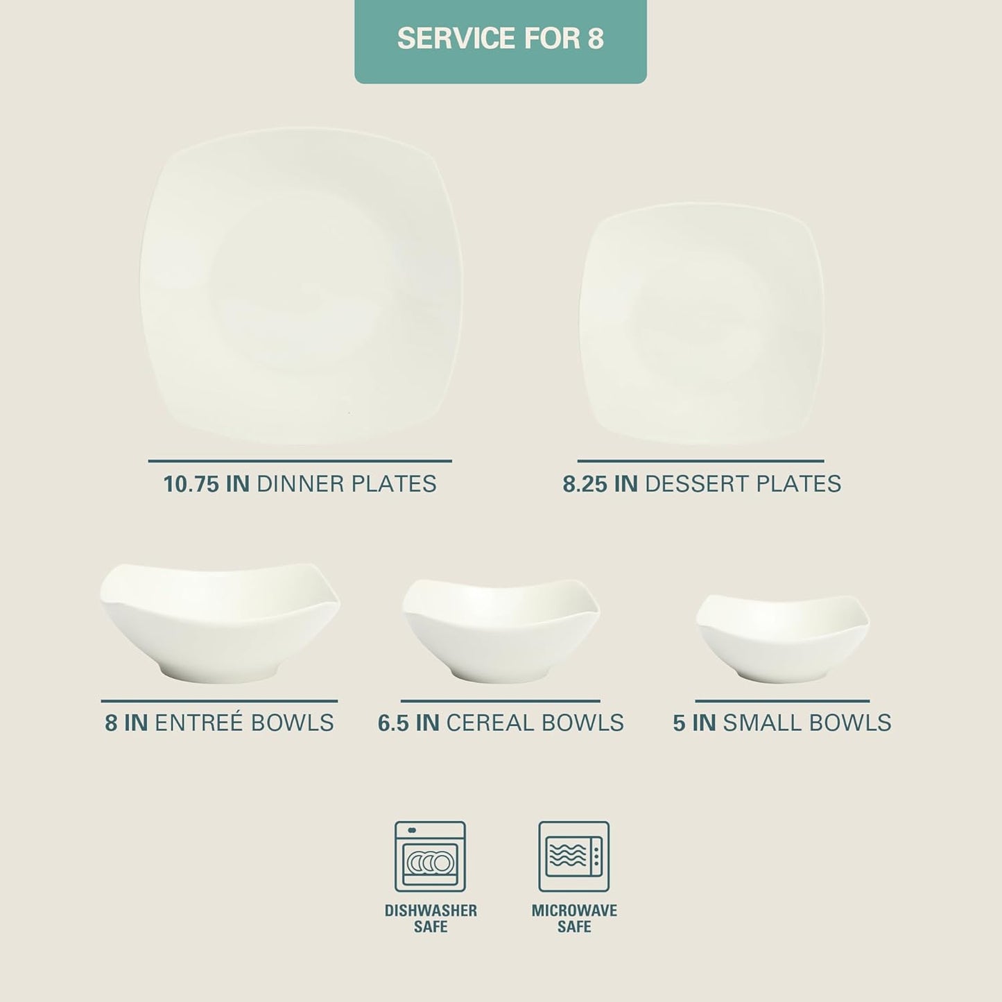 Set 40 Pzas Vajilla Porcelana Blanca Servicio 8