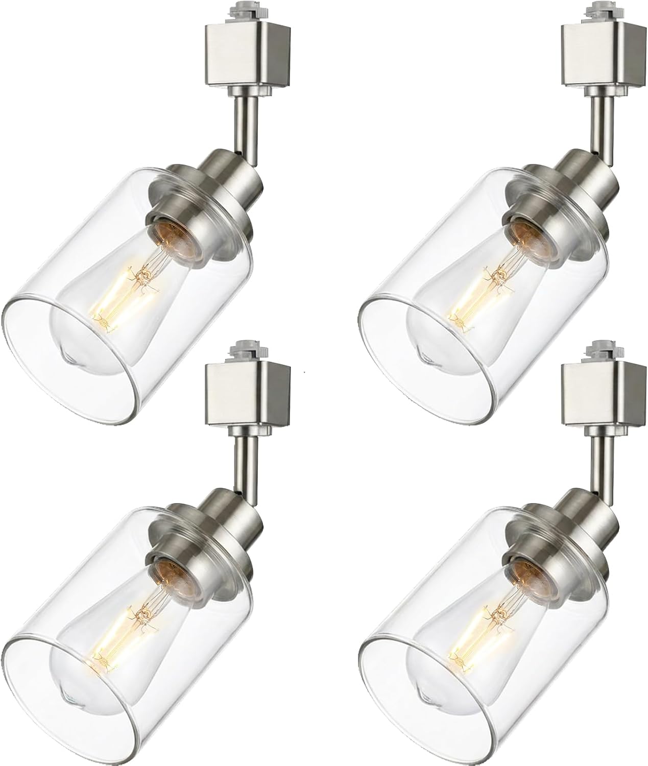 4 Cabezales luz tipo H E26 níquel cepillado vidrio