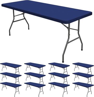 12 Manteles Elastano 8ft Azul Marino para Fiesta Pícnic
