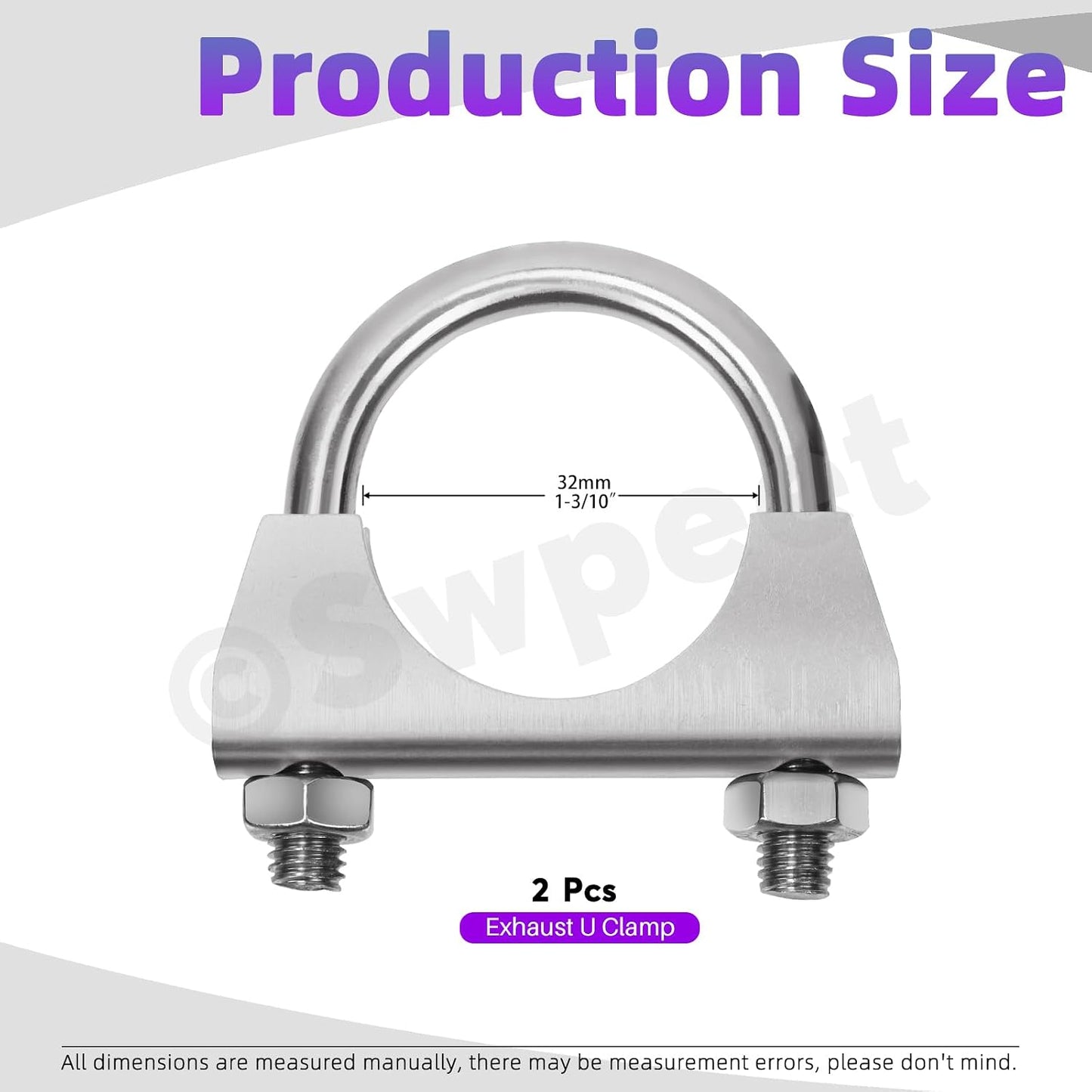 Kit 2 abrazaderas U escape 1.3" acero inox