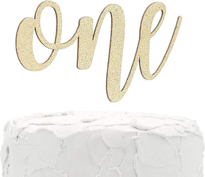 Decoración tarta primer cumpleaños purpurina dorada doble cara