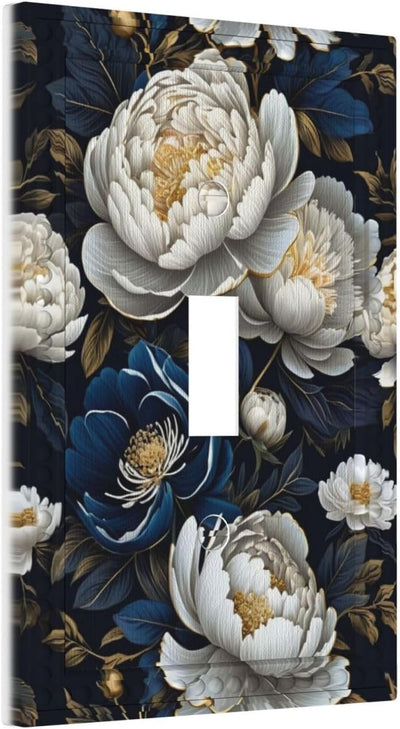 Cubierta interruptor flor azul de oro blanco 1 gang decorativa