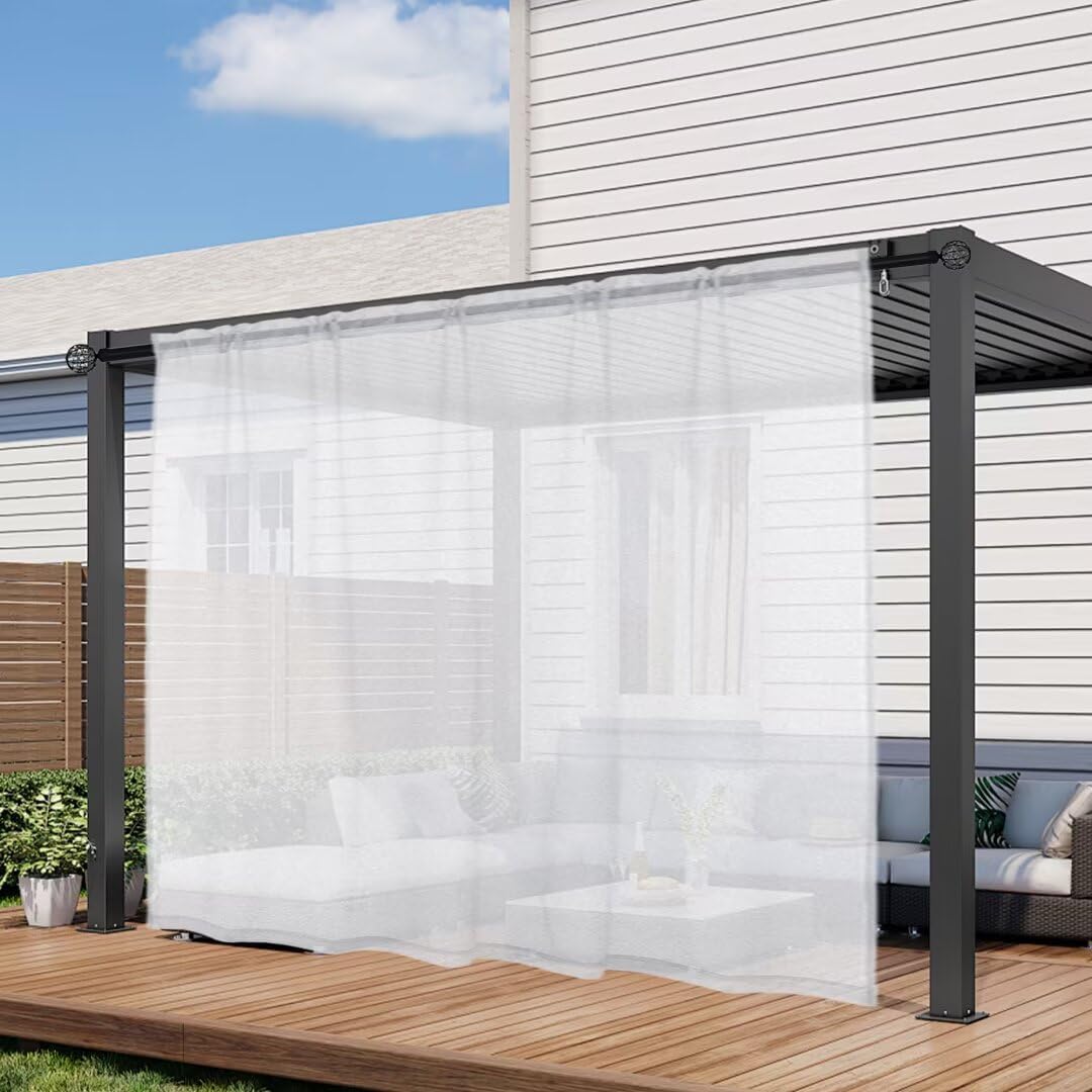 Cortinas traslúcidas blancas impermeables 2 paneles