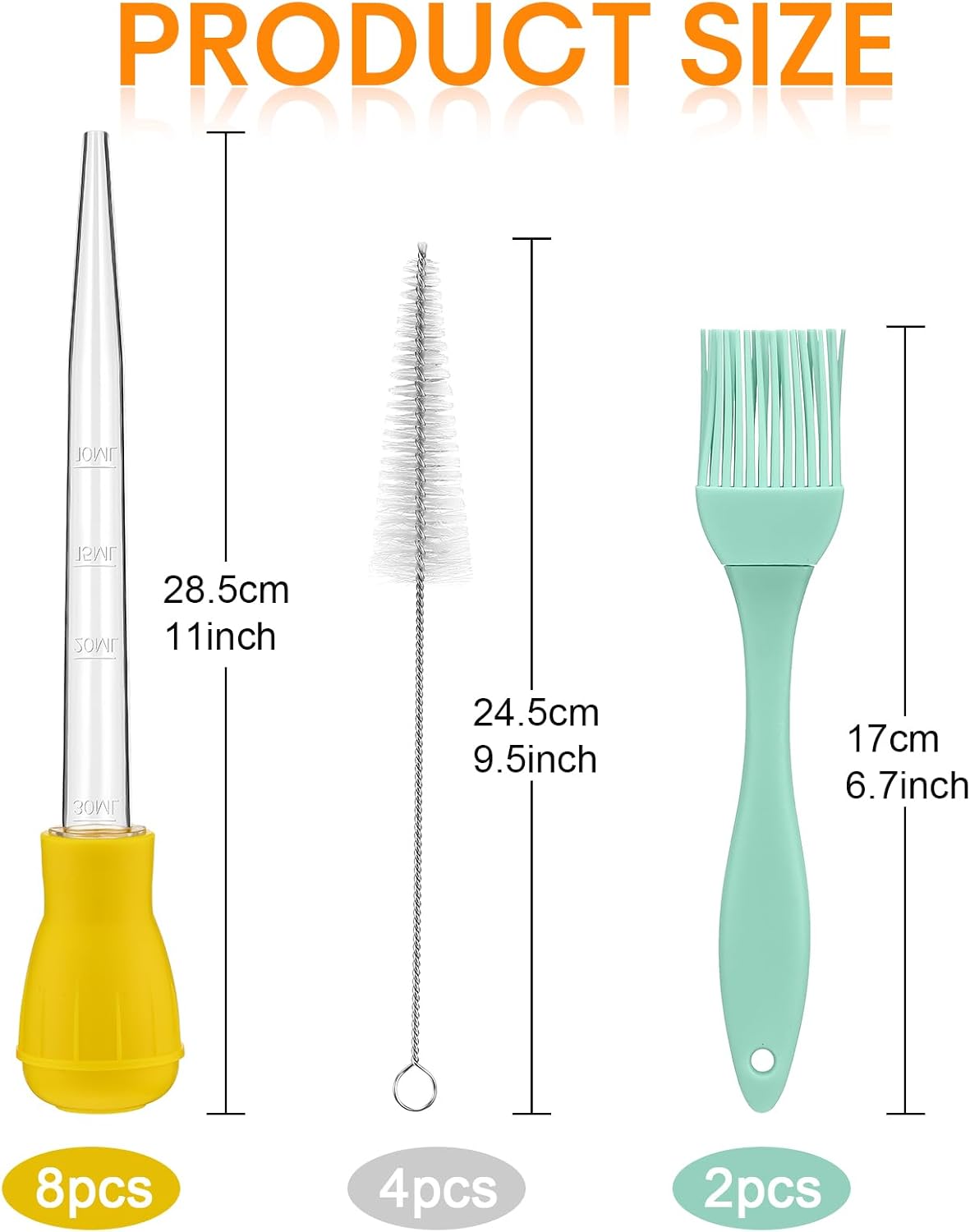 Set 14 Pzas jeringa 11pulg cepillos cocina pavo resistente