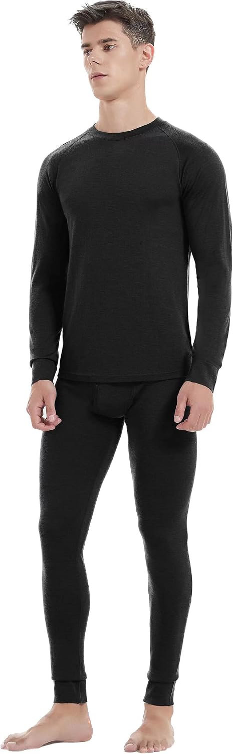 Conjunto capa base lana merina térmica para hombre esquí
