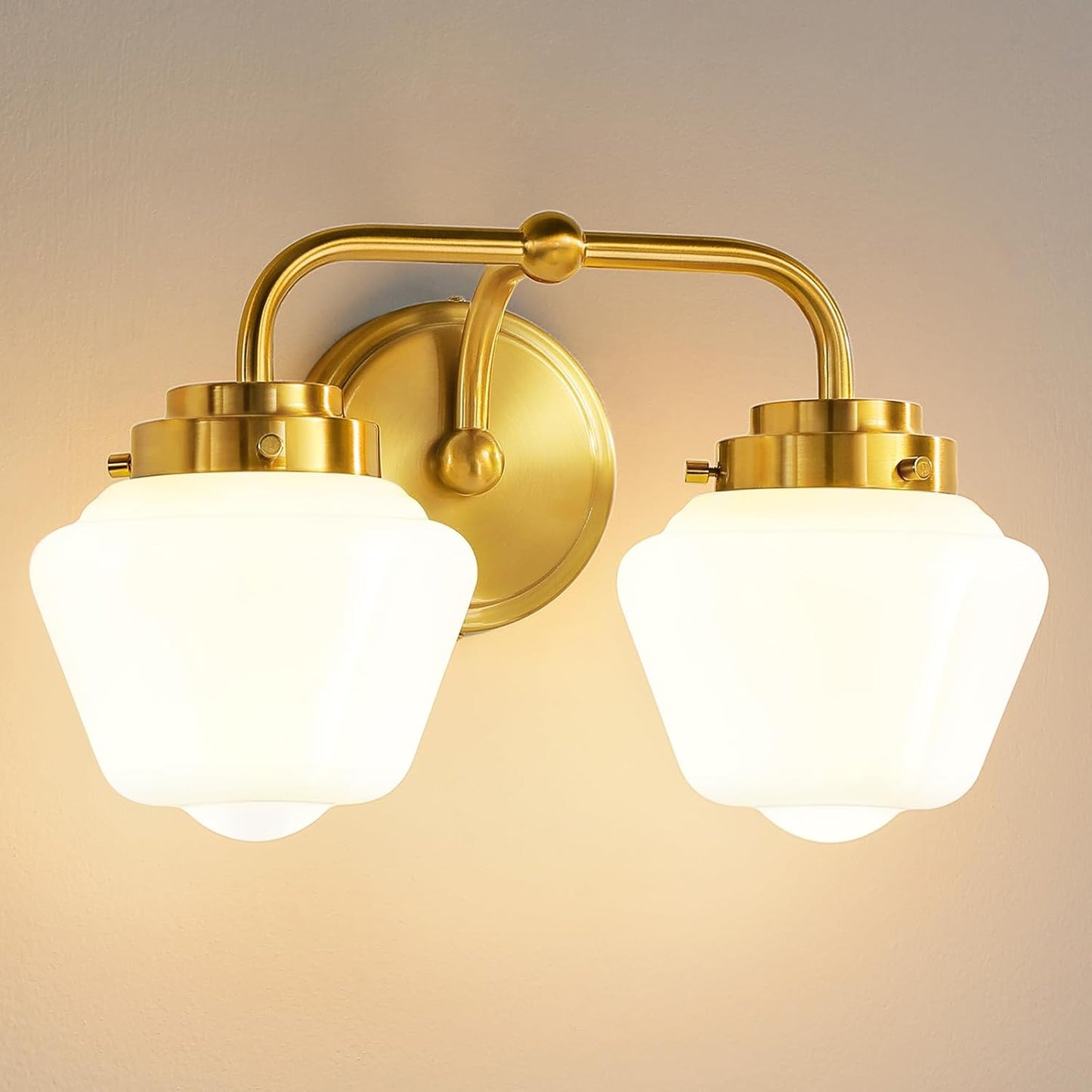 Apliques de pared modernos 2 luces doradas sobre espejo